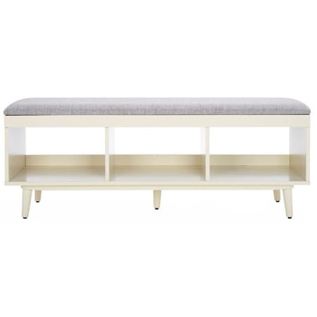 Safavieh Cricket Open Shelf Bench with Cushion, Grey & Cream BCH5000F